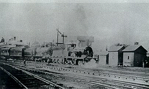 Passenger train mountain-bound, leaving Penrith about 1900 